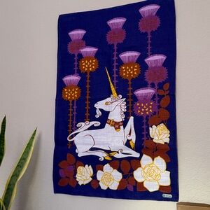 Vintage Irish Linen Unicorn – Made in Ireland – Rare Fantasy Design
